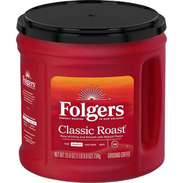 Folgers café molido tostado clásico 30.5 oz. Frasco