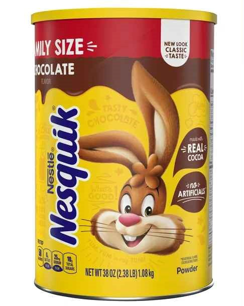 Nestle Nesquik Chocolate Flavor Powder Drink Mix Canister 38 oz Can