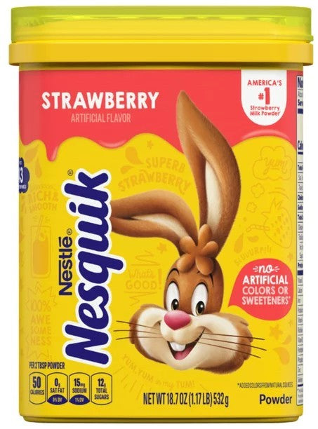 Nestle Nesquik Strawberry Flavor Powder Drink Mix 18.7 oz