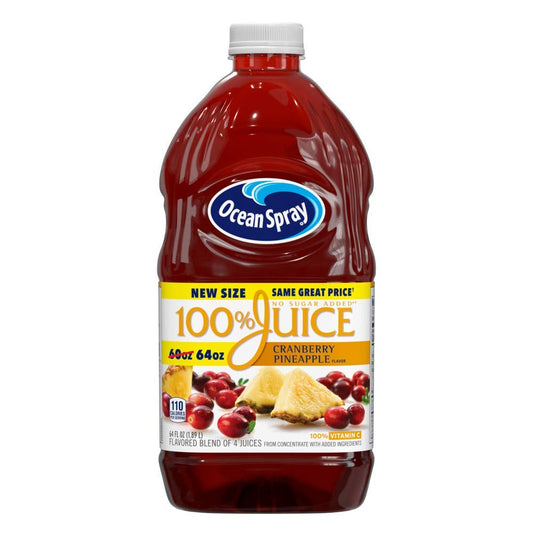 Ocean Spray 100% jugo de piña y arándano, botella de 64 onzas líquidas