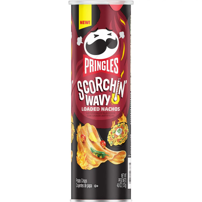 Pringles Scorchin' Wavy Loaded Nachos Potato Crisps Chips 4.8 oz