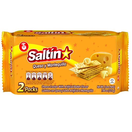 NOEL Saltin Cheese Cracker con sabor a mantequilla artificial 2 Pk 7.94 Oz