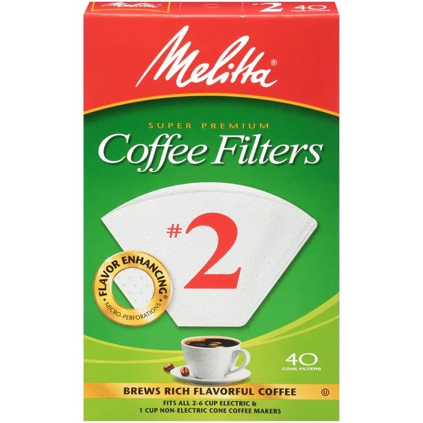 Melitta #2 Cone White Coffee Filters 40 Count