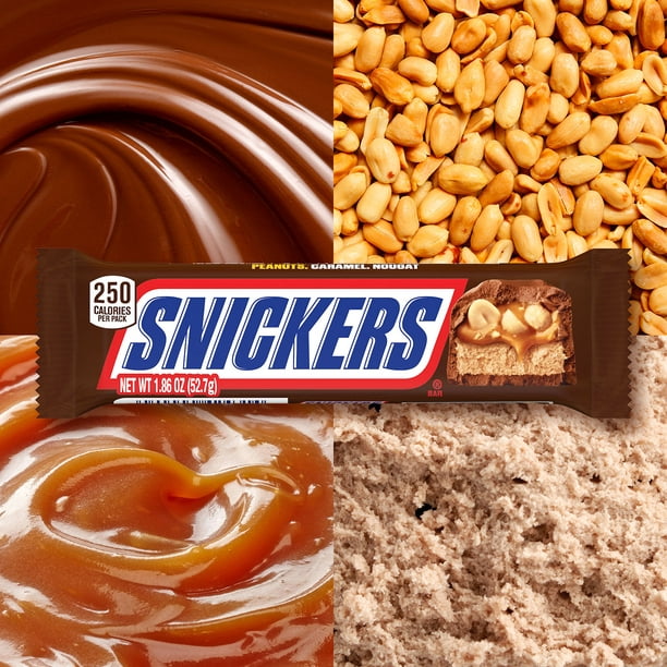 Snickers Barra de caramelo de chocolate de tamaño completo - Barra de 1.86 oz