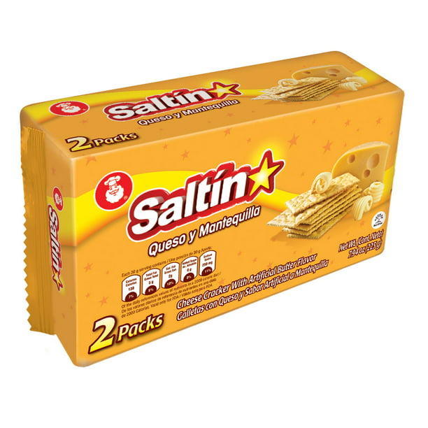 NOEL Saltin Cheese Cracker con sabor a mantequilla artificial 2 Pk 7.94 Oz