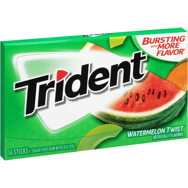 Trident Watermelon Twist Chicles sin azúcar Paquete de 14 piezas