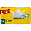 Glad Quick Tie Tall Kitchen Bags 13 Gallons White 15 ea