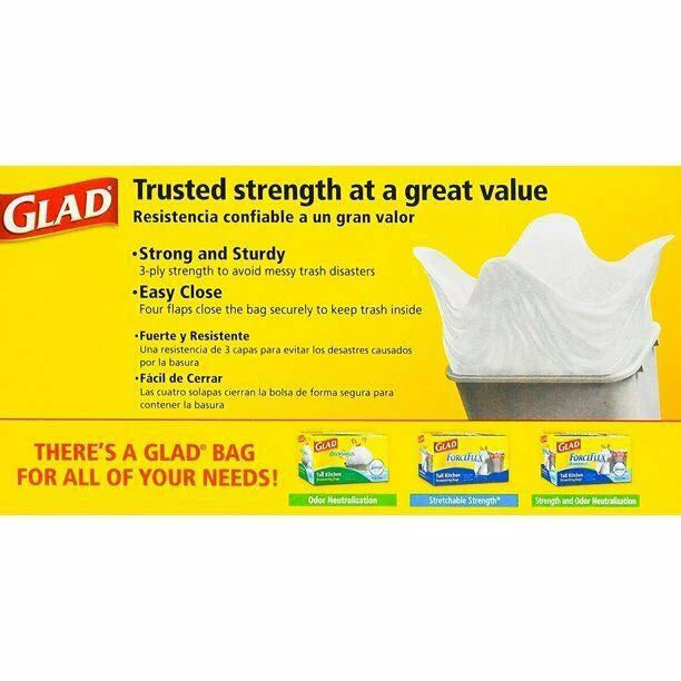 Glad Quick Tie Tall Kitchen Bags 13 Gallons White 15 ea