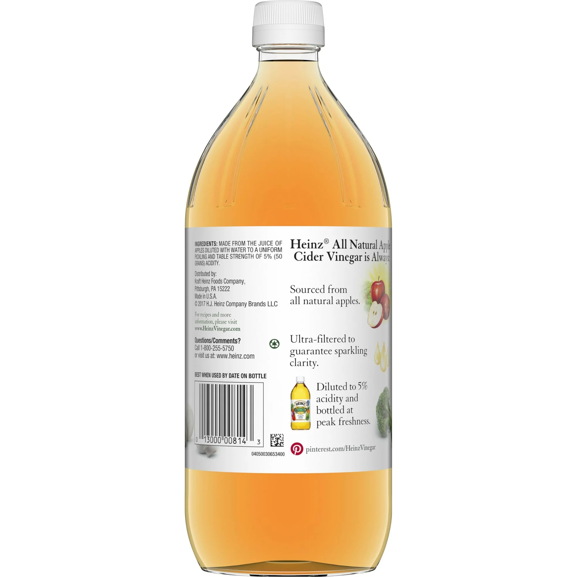 Heinz All Natural Apple Cider Vinegar with 5% Acidity  32 fl oz Bottle