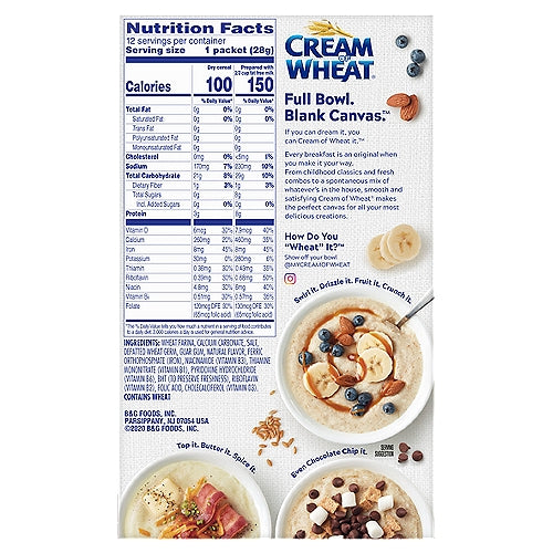 Cream Of Wheat Stove Original 2.5 Minute Hot Cereal 28 oz