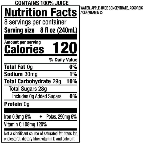 Botella de 64 fl oz de jugo de manzana 100% original de Mott's