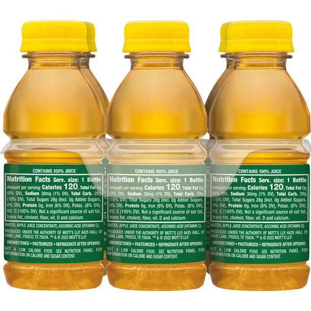 Mott's 100% Original Apple Juice 8 fl oz bottles 6 pack