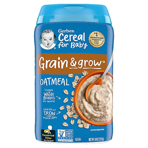 Gerber 1st Foods Cereal para Baby Grain &amp; Grow Avena Baby Food Supported Sitter 8 oz