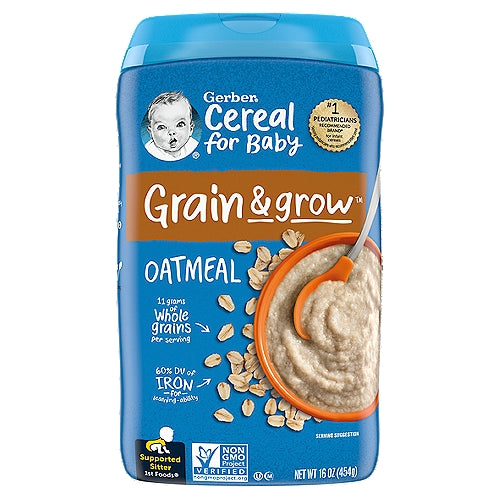 Gerber 1st Foods Grain & Grow Oatmeal Baby Food Supported Sitter 16 oz