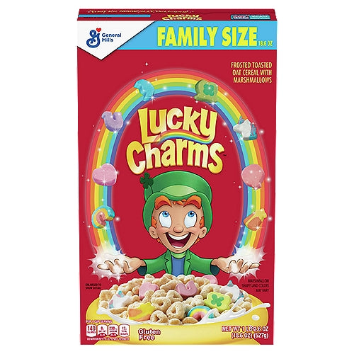 General Mills Lucky Charms Cereal de avena tostado helado con malvaviscos Tamaño familiar 1 lb 2.6 oz