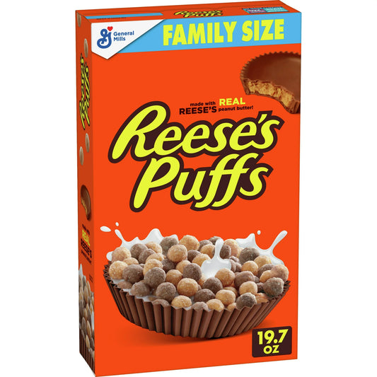 Reese's Puffs Chocolatey Peanut Butter Cereal 19.7 OZ Caja de tamaño familiar