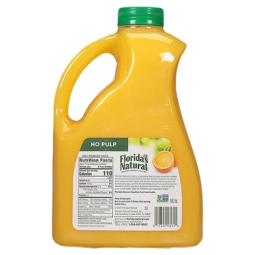 Zumo de Naranja Natural Sin Pulpa de Florida's 2,63 L
