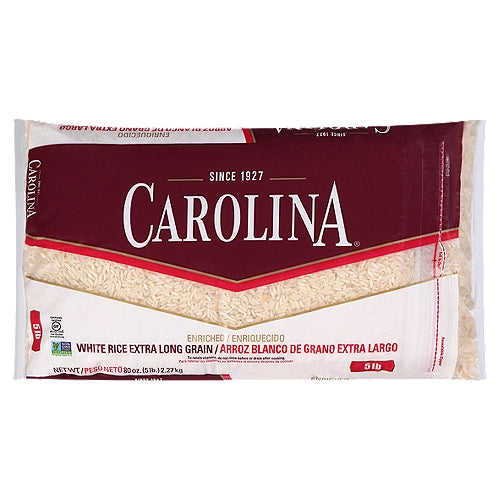 Arroz blanco de grano extralargo enriquecido de Carolina, bolsa de 80 oz