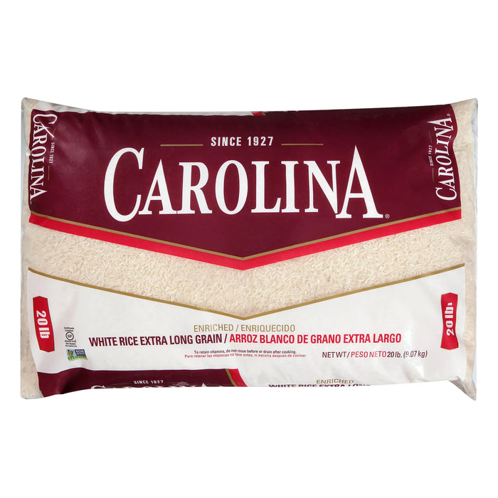 Arroz blanco enriquecido Carolina Arroz de grano extra largo Bolsa de 20 lb