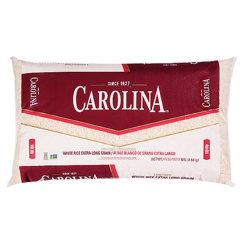Arroz blanco de grano extralargo enriquecido de Carolina, bolsa de 10 libras