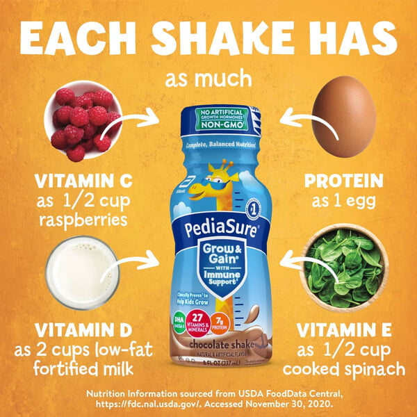 PediaSure Grow &amp; Gain Batido nutricional de chocolate, 8 onzas líquidas