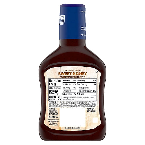 Kraft Slow-Simmered Sweet Honey Barbecue Sauce 18 oz