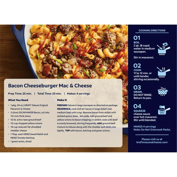 Kraft Deluxe Original Cheddar Macaroni and Cheese Dinner Caja de 14 oz