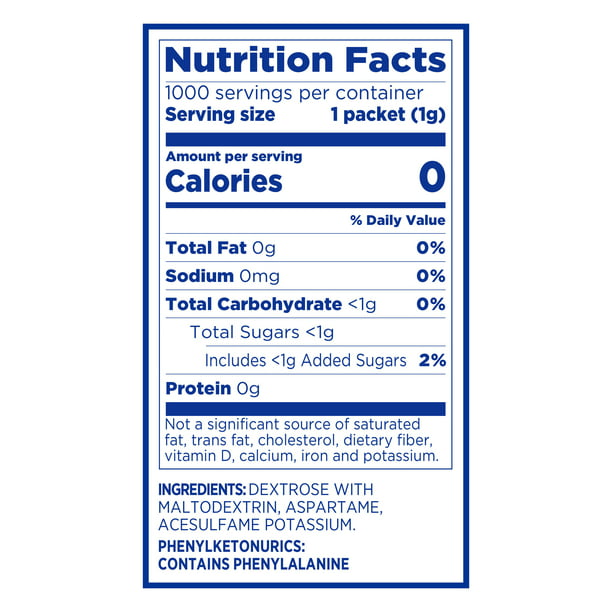 Paquetes de edulcorante igual a cero calorías Sustituto de azúcar 50 ct.