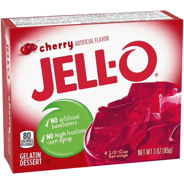 Jell-O Cherry Gelatin Dessert Mix 3 oz Box