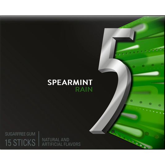 5 Gum Spearmint Rain Sugar Free Chewing Gum - 15 Count