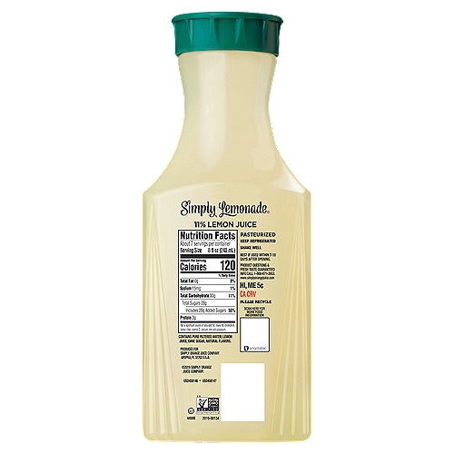 Simply Non GMO Todo el jugo de limonada natural Botella de 52 fl oz