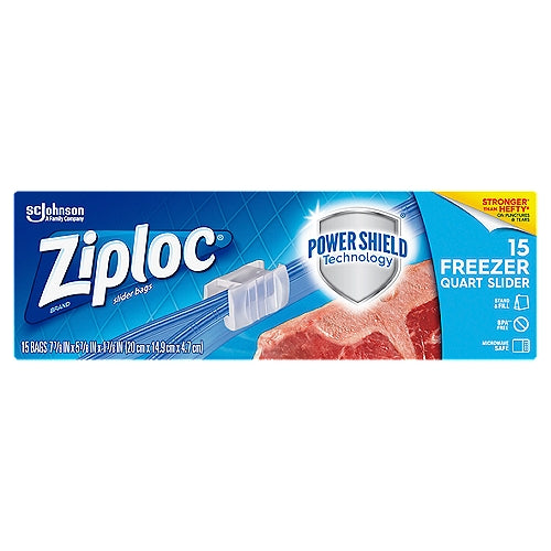 Ziploc Brand Slider Freezer bolsas de cuarto de galón con tecnología Power Shield 15 unidades