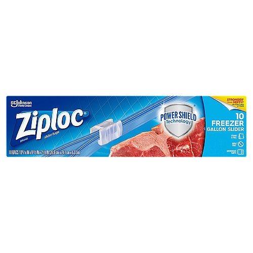 Ziploc Brand Slider Freezer Gallon Bags with Power Shield Technology 10 Count