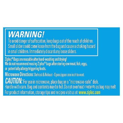 Ziploc Brand Slider Freezer Gallon Bags with Power Shield Technology 10 Count