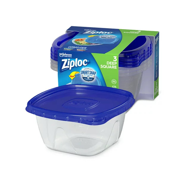 Ziploc® Brand Food Storage Containers with Lids Smart Snap Technology Deep Square 3 ct