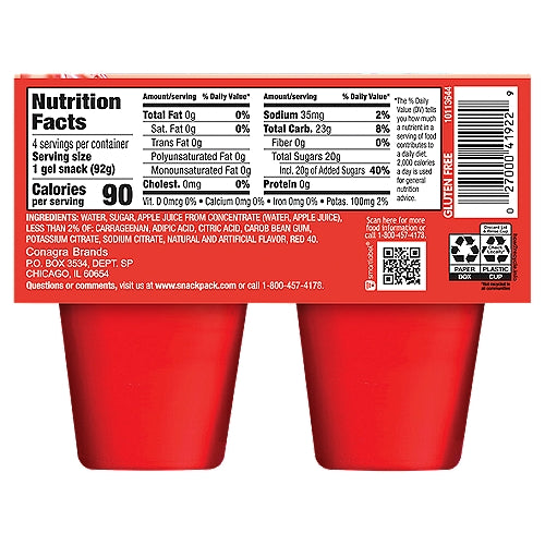 Snack Pack Strawberry Juicy Gels 3.25 oz 4 count
