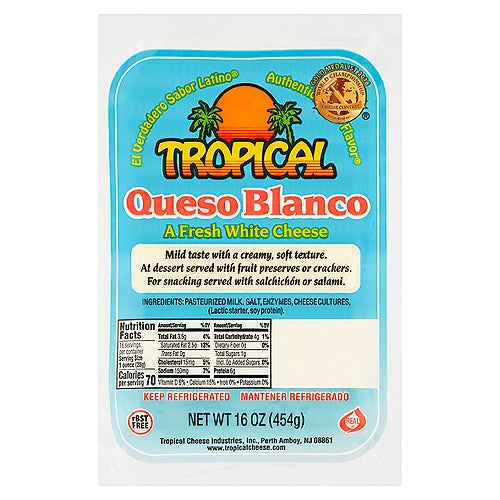Tropical Queso Blanco Fresh White Cheese 16 oz