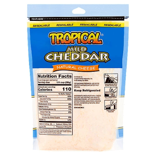 Tropical Fancy Shredded Mild Cheddar Natural Cheese 8 oz