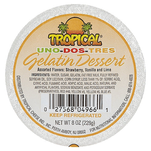 Tropical Uno-Dos-Tres Gelatin Dessert 8 oz