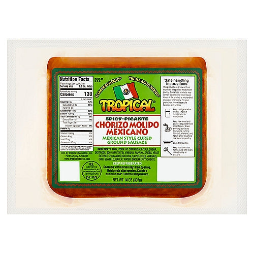 TROPICAL Spicy Mexican Style Cured Ground Sausage 14 oz