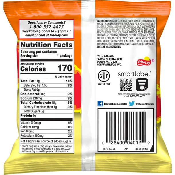 Cheetos Crunchy Flamin' Cheese Flavored Snacks 1 oz Bag