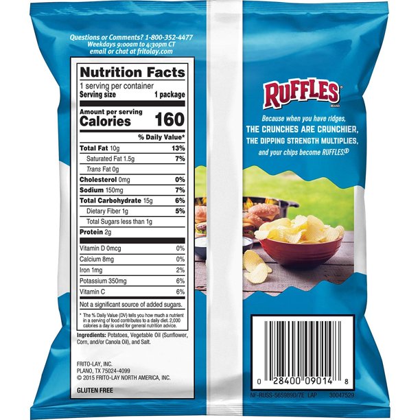Patatas fritas originales Ruffles 1 oz