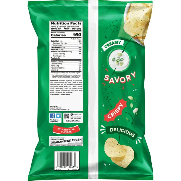 Lay's Potato Chips Sour Cream & Onion Flavor 7.75 oz Bag