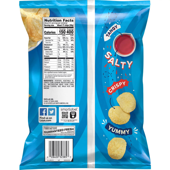 Lay's Salt &amp; Vinegar Flavored Potato Chips Bolsa de 2.625 oz