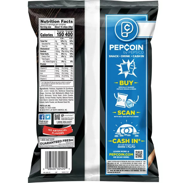 Lay's Barbecue Flavored Potato Chips 2.625 oz Bag