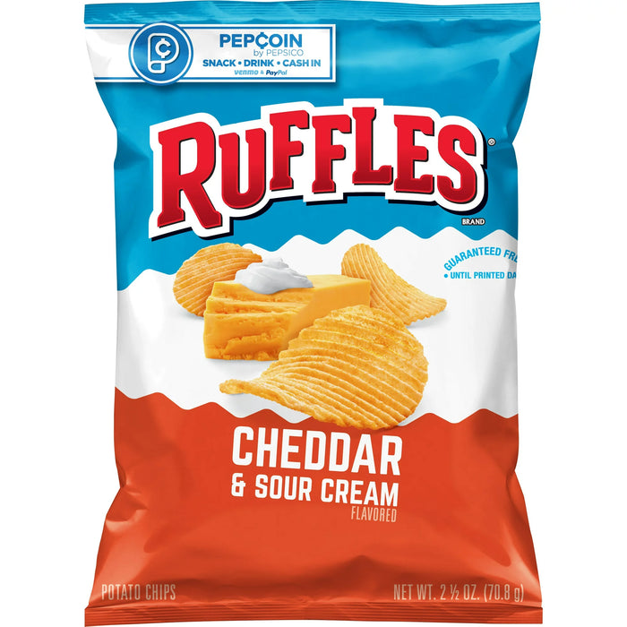 Ruffles papas fritas con sabor a queso cheddar y crema agria 2.5 oz