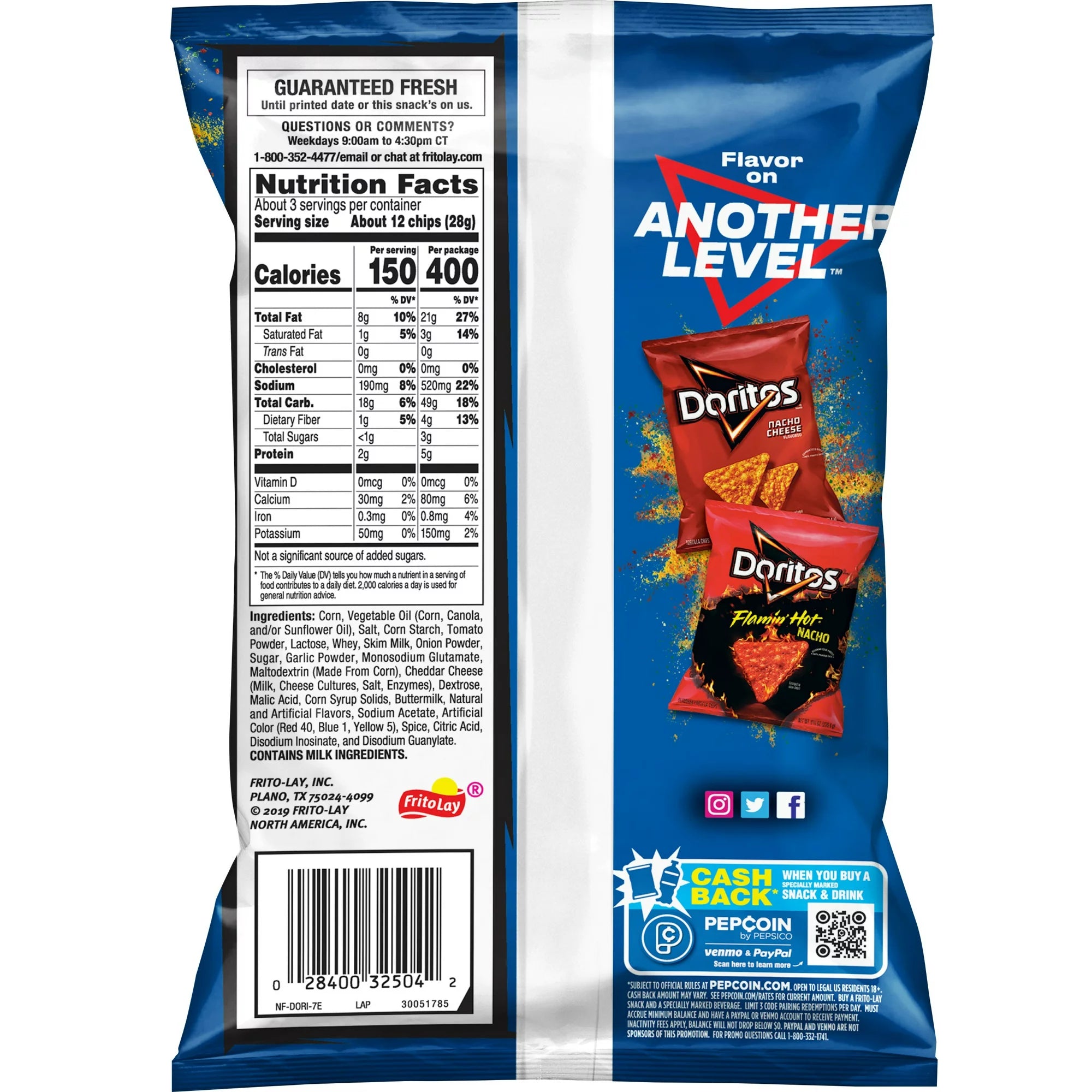 Doritos Tortilla Chips Cool Ranch Flavored 2.75 oz