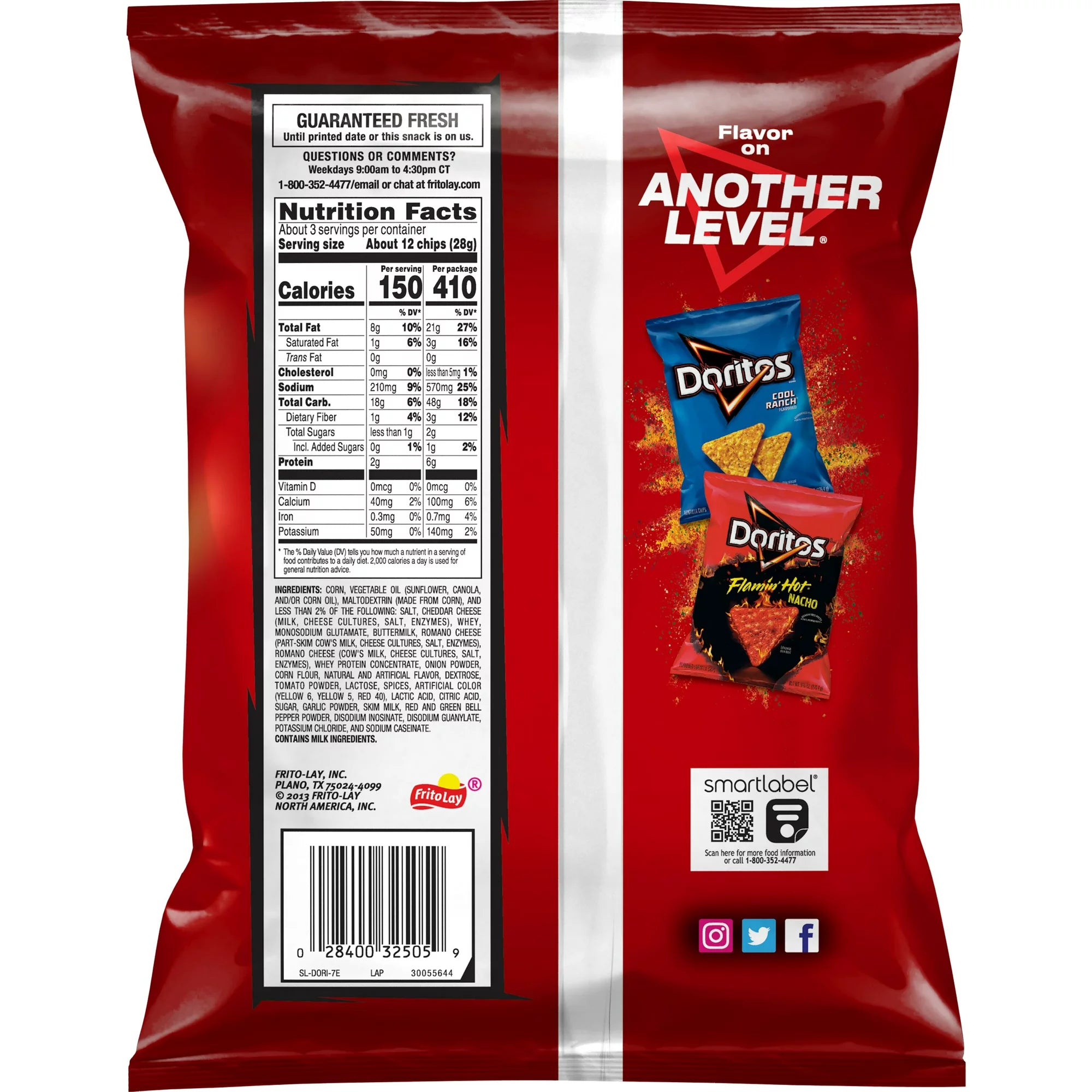 Doritos Tortilla Chips Nacho Cheese Flavored 2.75 oz