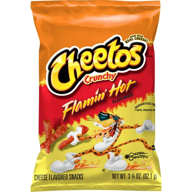 Cheetos Crunchy Flamin' Hot Cheese Chips con sabor a queso, bolsa de 3.25 oz