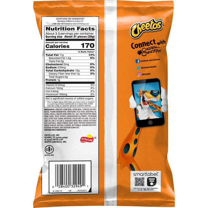 Cheetos Crunchy Flamin' Hot Cheese Chips con sabor a queso, bolsa de 3.25 oz